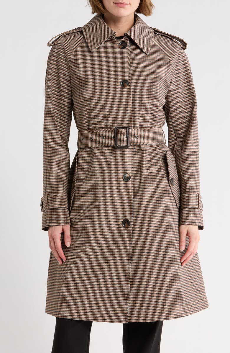 BCBG Belted Trench Coat, Main, color, Brown Plaid