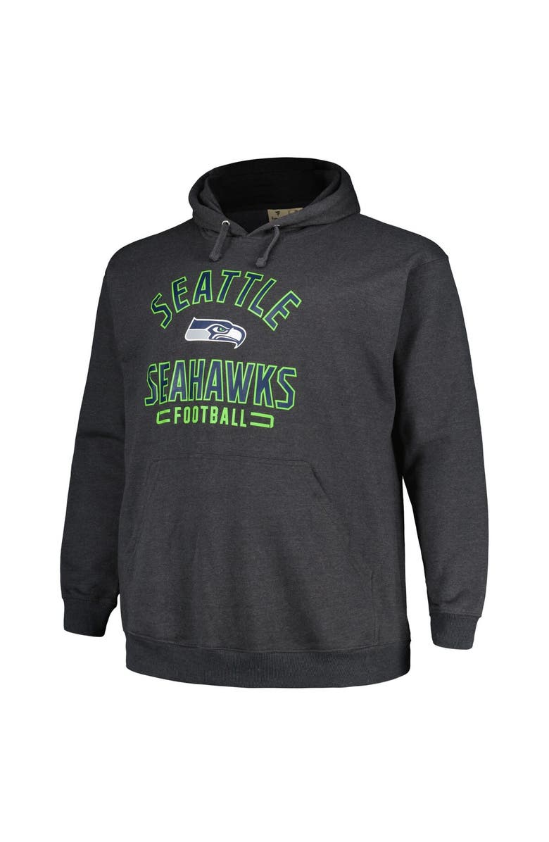 FANATICS Men's Fanatics Branded Heather Charcoal Seattle Seahawks Big & Tall Pullover Hoodie, Alternate, color, Heather Charcoal