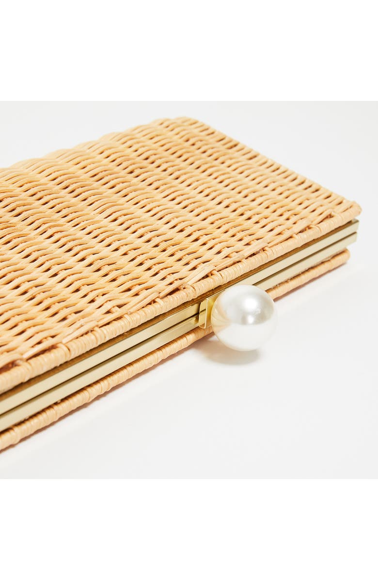 Pamela Munson The Pearl Woven Rattan Clutch, Alternate, color, Natural