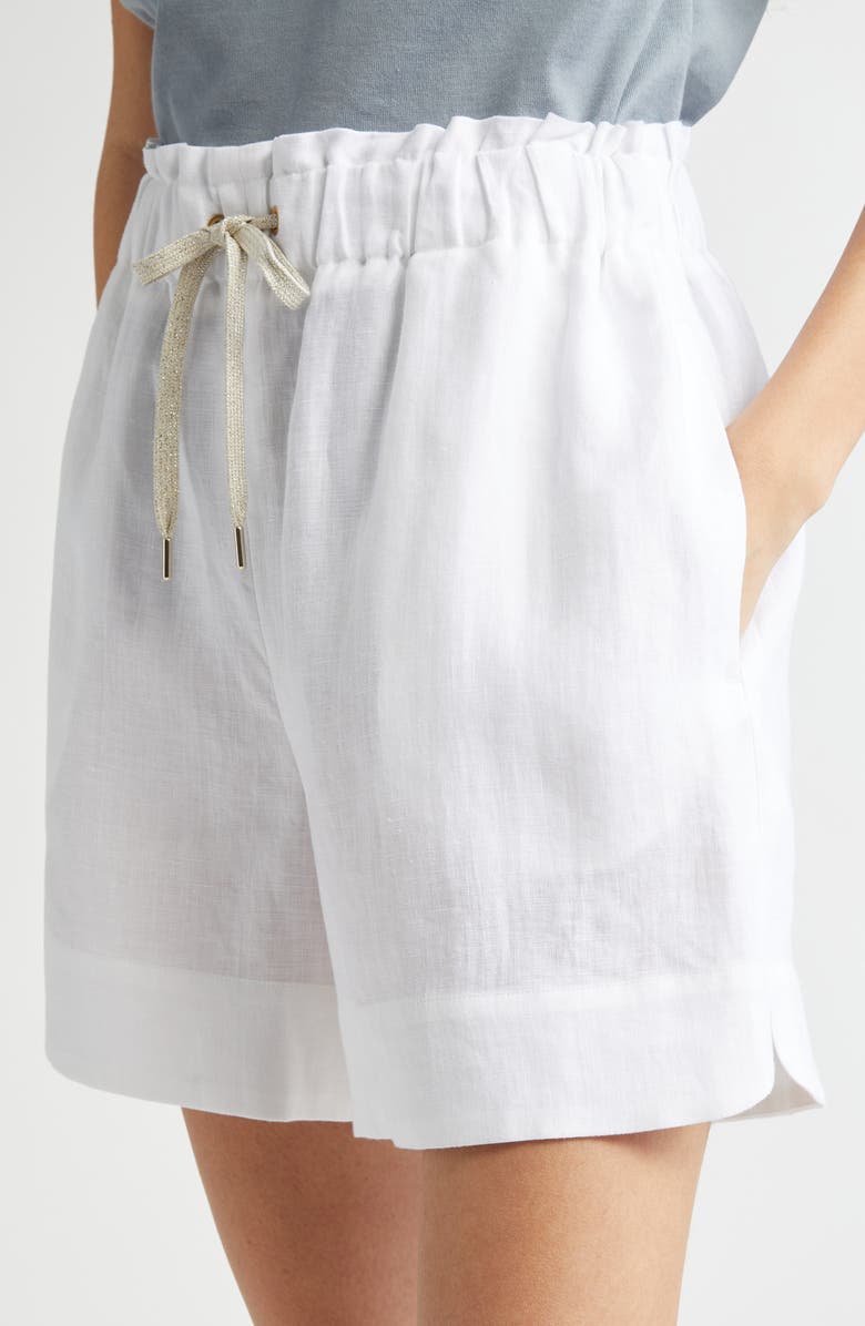 Eleventy Drawstring Linen Shorts, Alternate, color, White