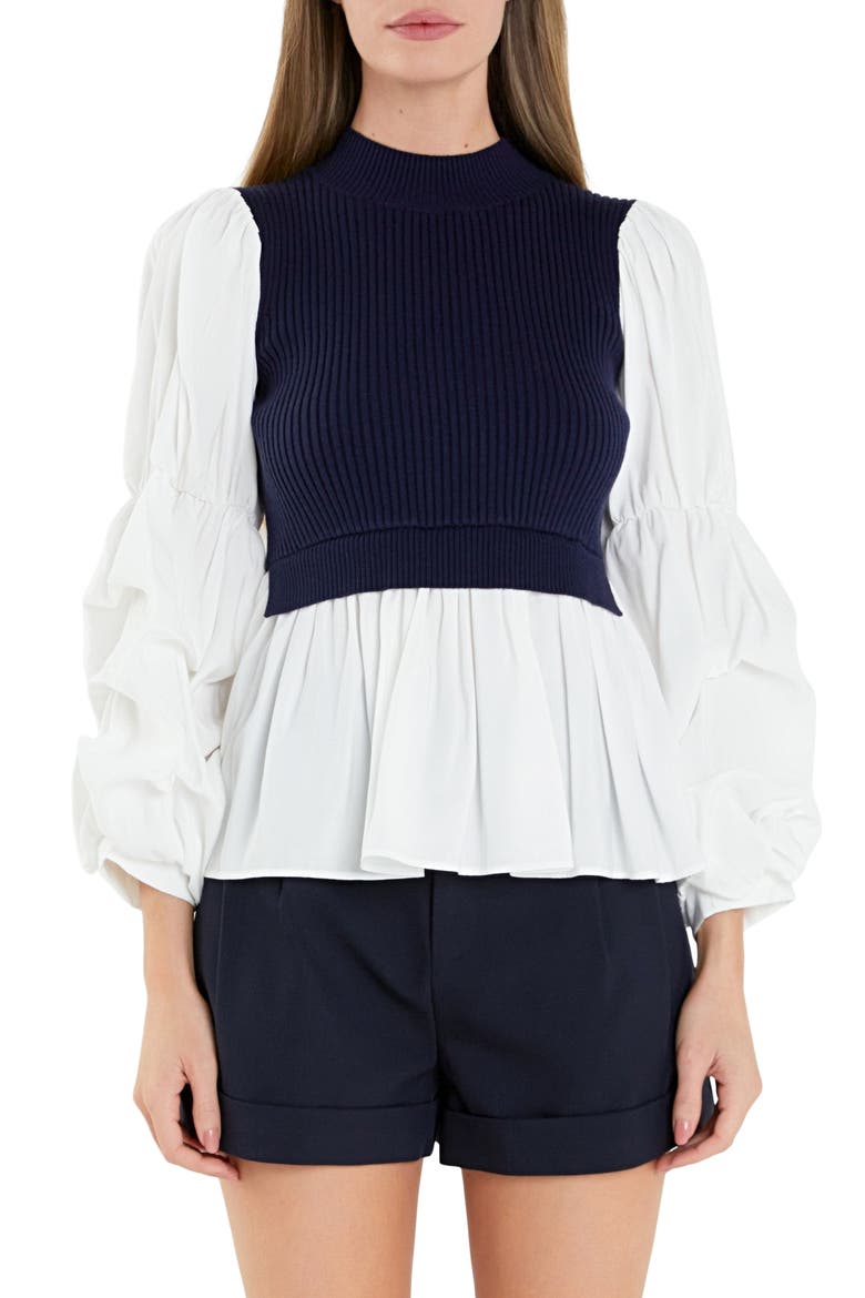 Combo Top, Main, color, NAVY/ WHITE