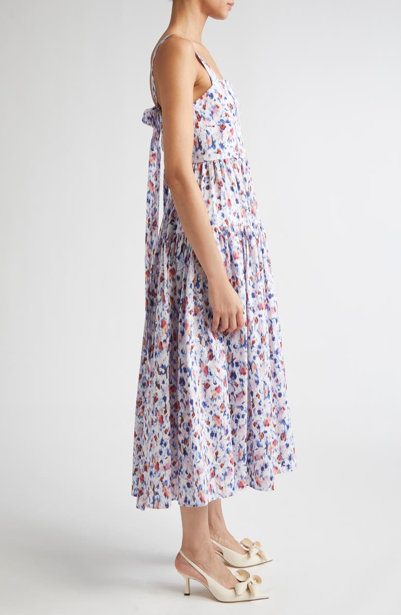 Erdem Strappy Fit & Flare Cotton Poplin Midi Dress, Alternate, color, Abstract Rose White