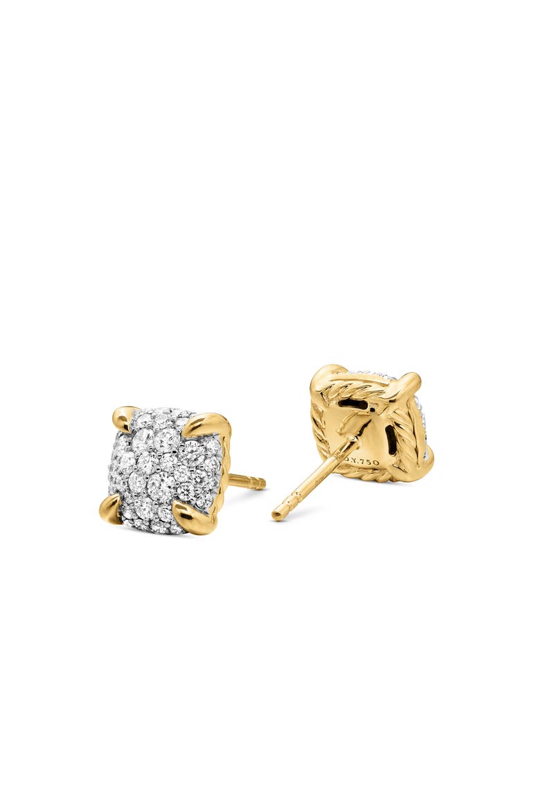 Chatelaine® Stud Earrings in 18K Gold & Pavé Diamonds, Alternate, color, DIAMOND