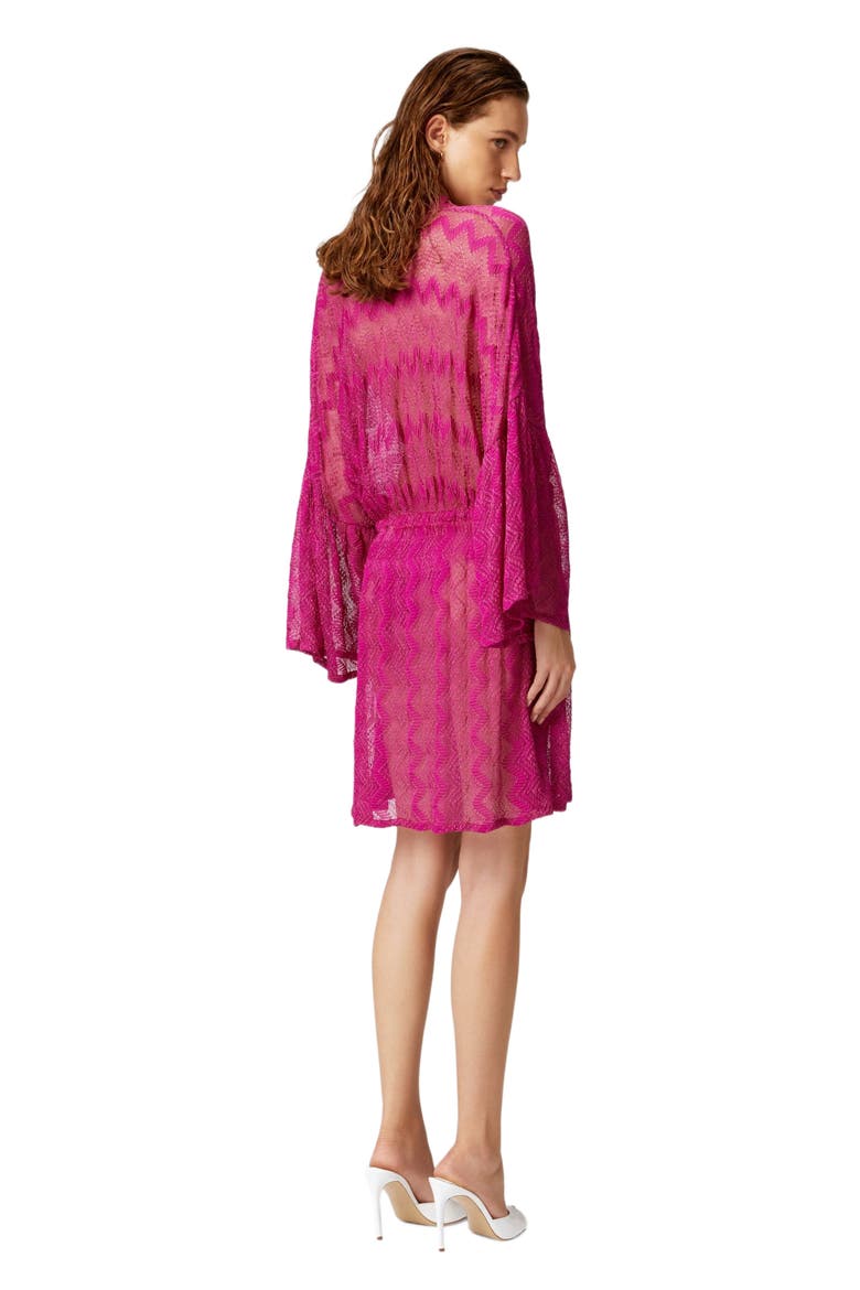 Cover-up Dress In Zig Zag Lamé Viscose With Wide Sleeves, Alternate, color, Purple