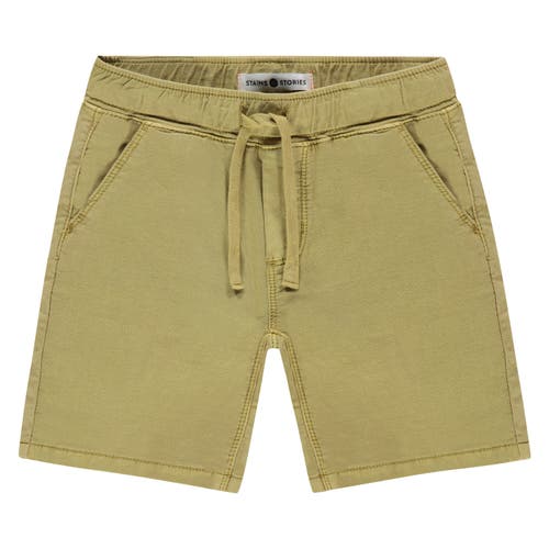 Stains And Stories By Babyface Brushed Poplin Pull-on Shorts In Green