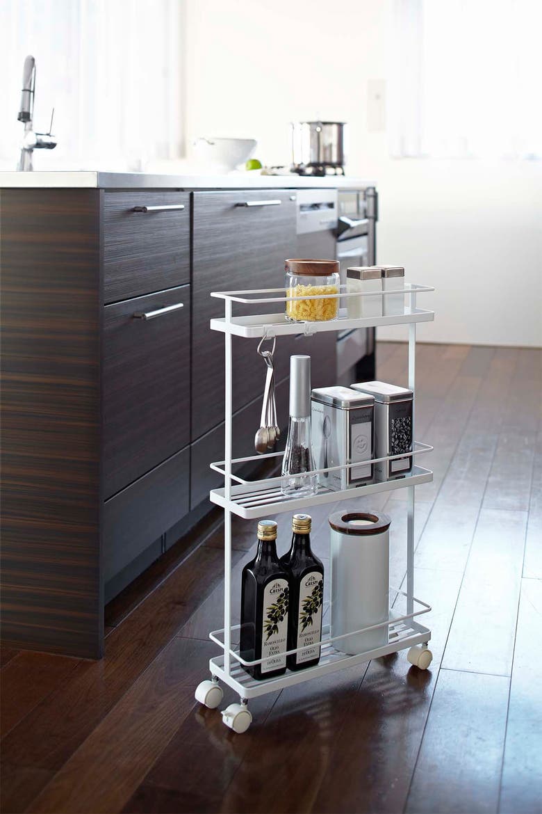 Tower Rolling Kitchen Storage Rack, Alternate, color, WHITE