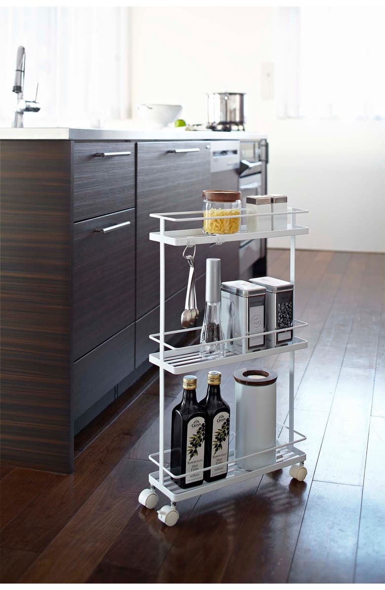 Yamazaki Tower Rolling Kitchen Storage Rack, Alternate, color, White