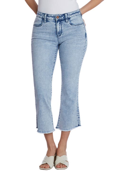 Crop Raw Hem Flare Jeans