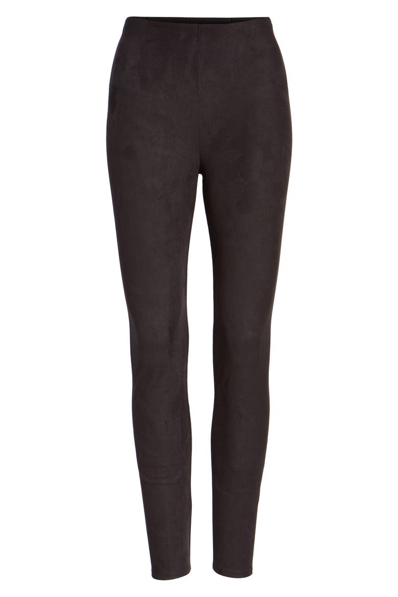 Lyssé High Waist Faux Suede Leggings, Alternate, color, BLACK