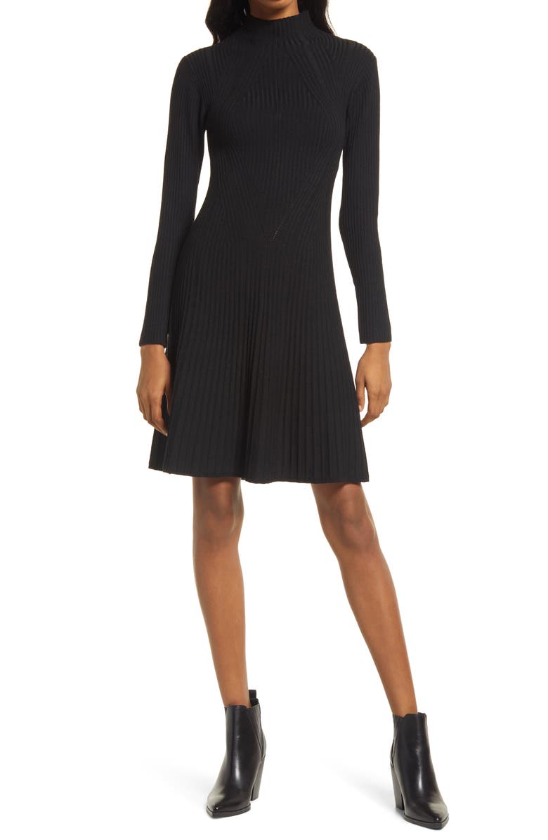 French Connection Mari Rib Knit Long Sleeve Minidress, Main, color,