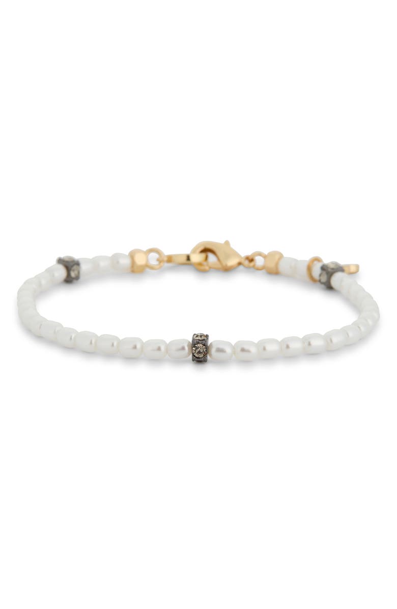 AllSaints Faux Pearl Flex Bracelet, Alternate, color, Pearl/ Gold