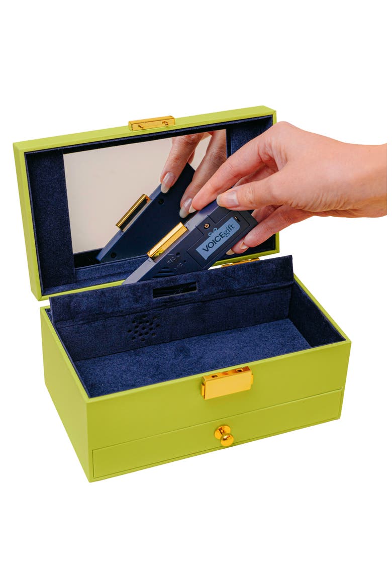 Voice Recordable Keepsake Memory Box with Lid - Treasure Chest for Wedding, Birthday, Anniversary, Jewelry, Photos, Small Collectibles and Memories | Lime Green, Main, color, Lime Green