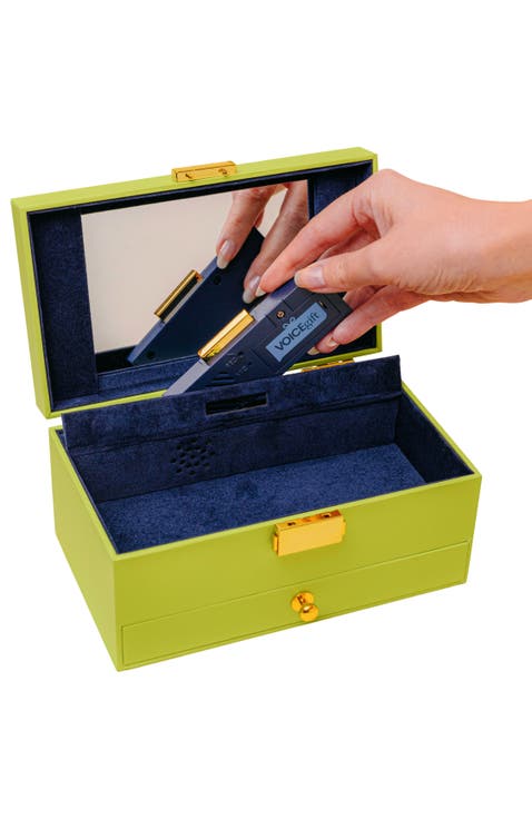 Voice Recordable Keepsake Memory Box with Lid - Treasure Chest for Wedding, Birthday, Anniversary, Jewelry, Photos, Small Collectibles and Memories | Lime Green