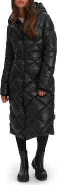 Noize Amiyah Belted Diamond Quilt Longline Jacket
