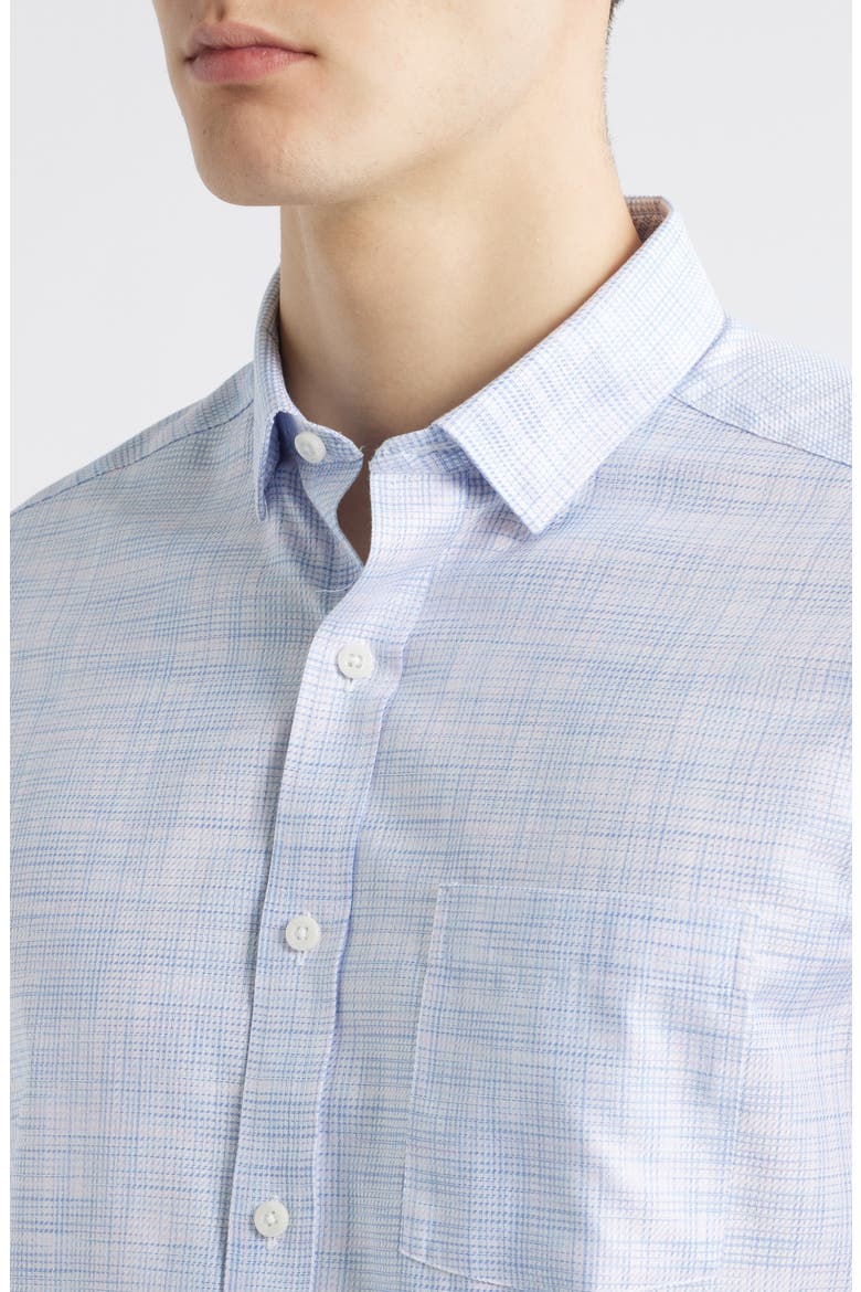 Cross Hatch Cotton Dobby Button-Up Shirt, Alternate, color, PINK/BLUE