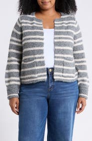 Wit & Wisdom Striped Blouson Sleeve Cardigan