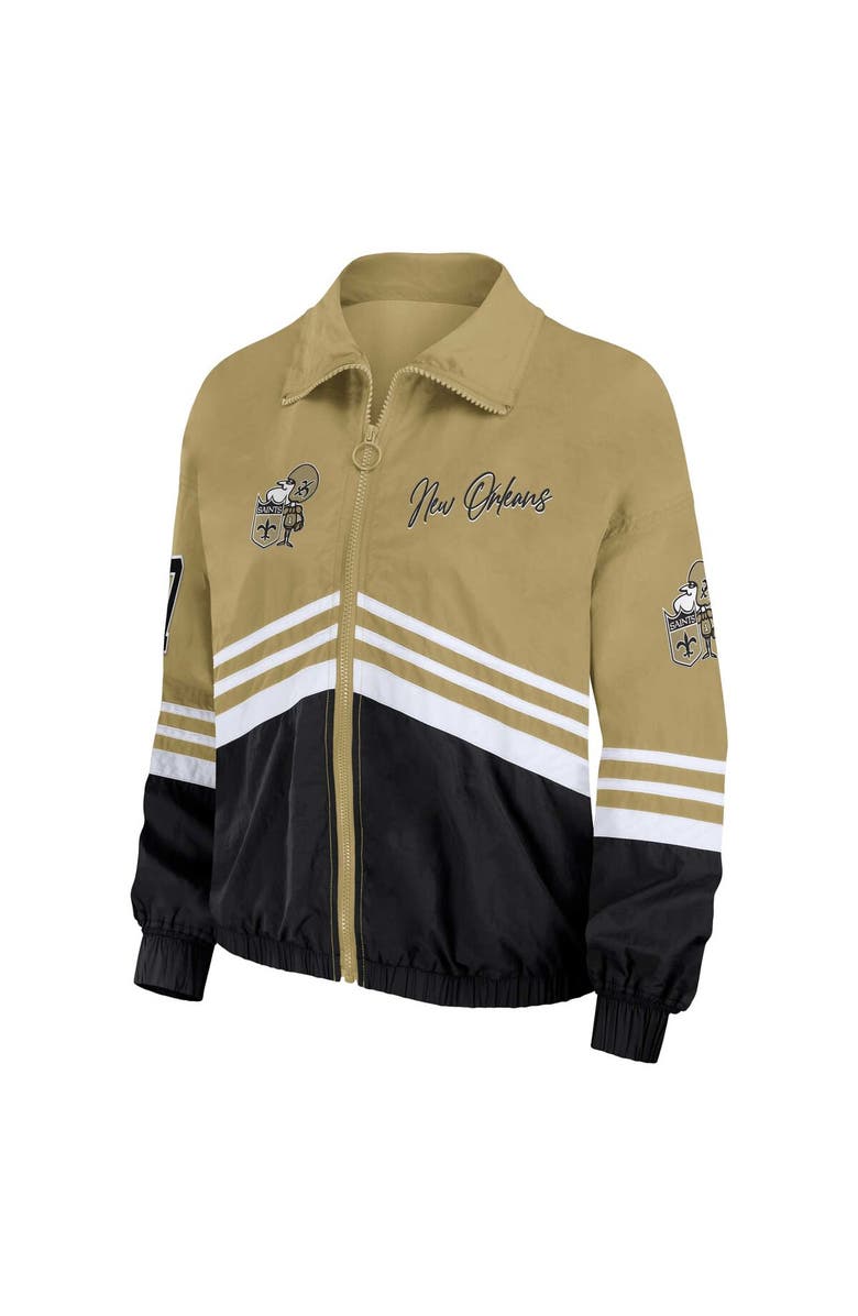 WEAR by Erin Andrews Women's WEAR by Erin Andrews Gold New Orleans Saints Vintage Throwback Windbreaker Full-Zip Jacket, Alternate, color,