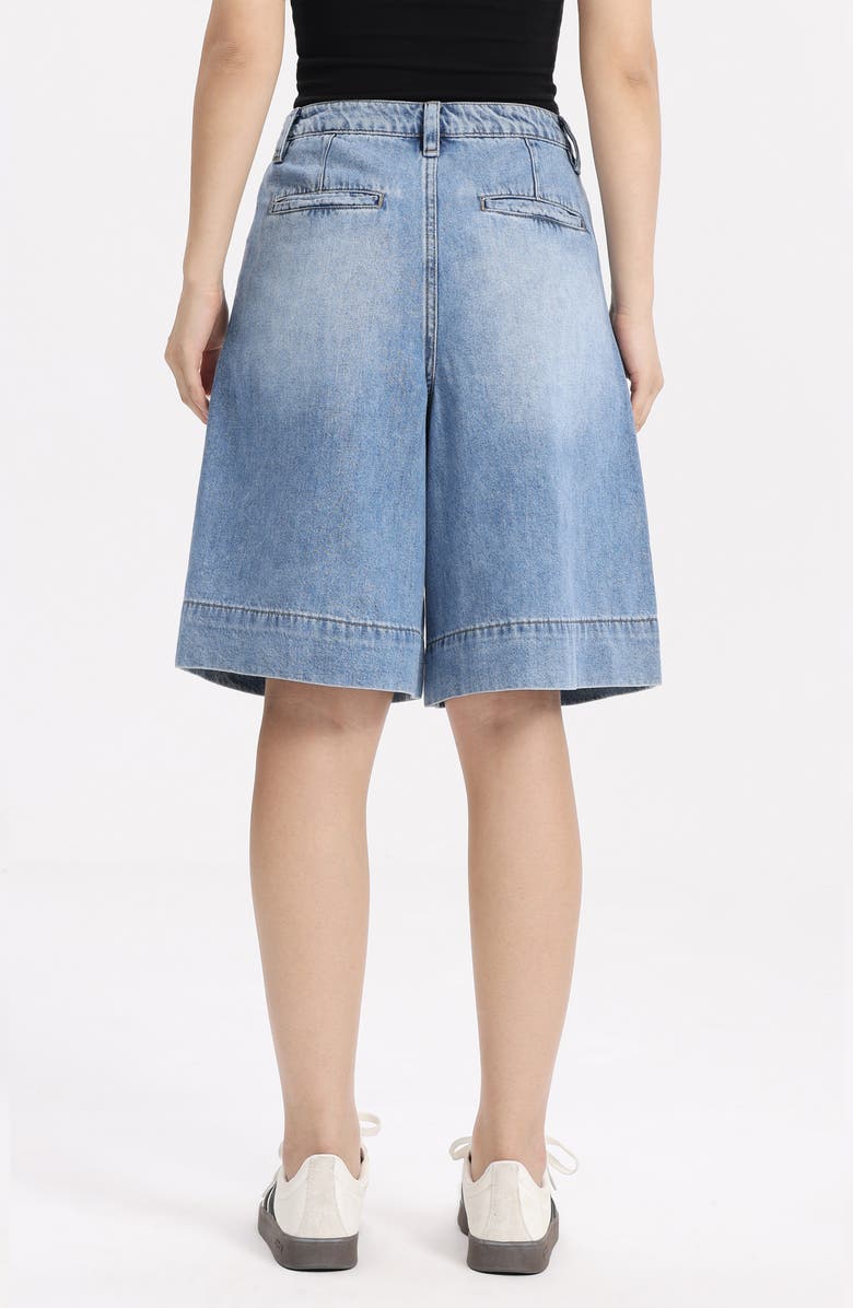 Bayeas Pleated High Waist Denim Bermuda Shorts, Alternate, color, 