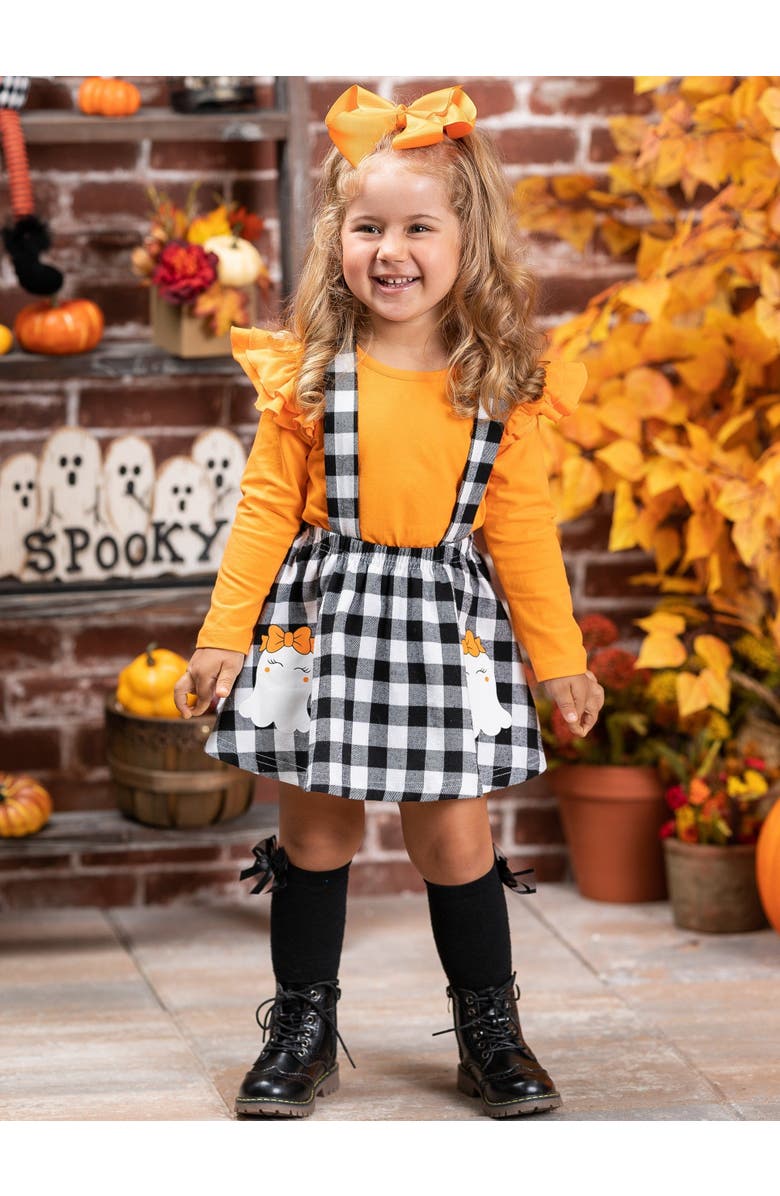 Mia Belle Girls Girls Ghostest With The Mostest Overall Skirt Set, Alternate, color, Orange
