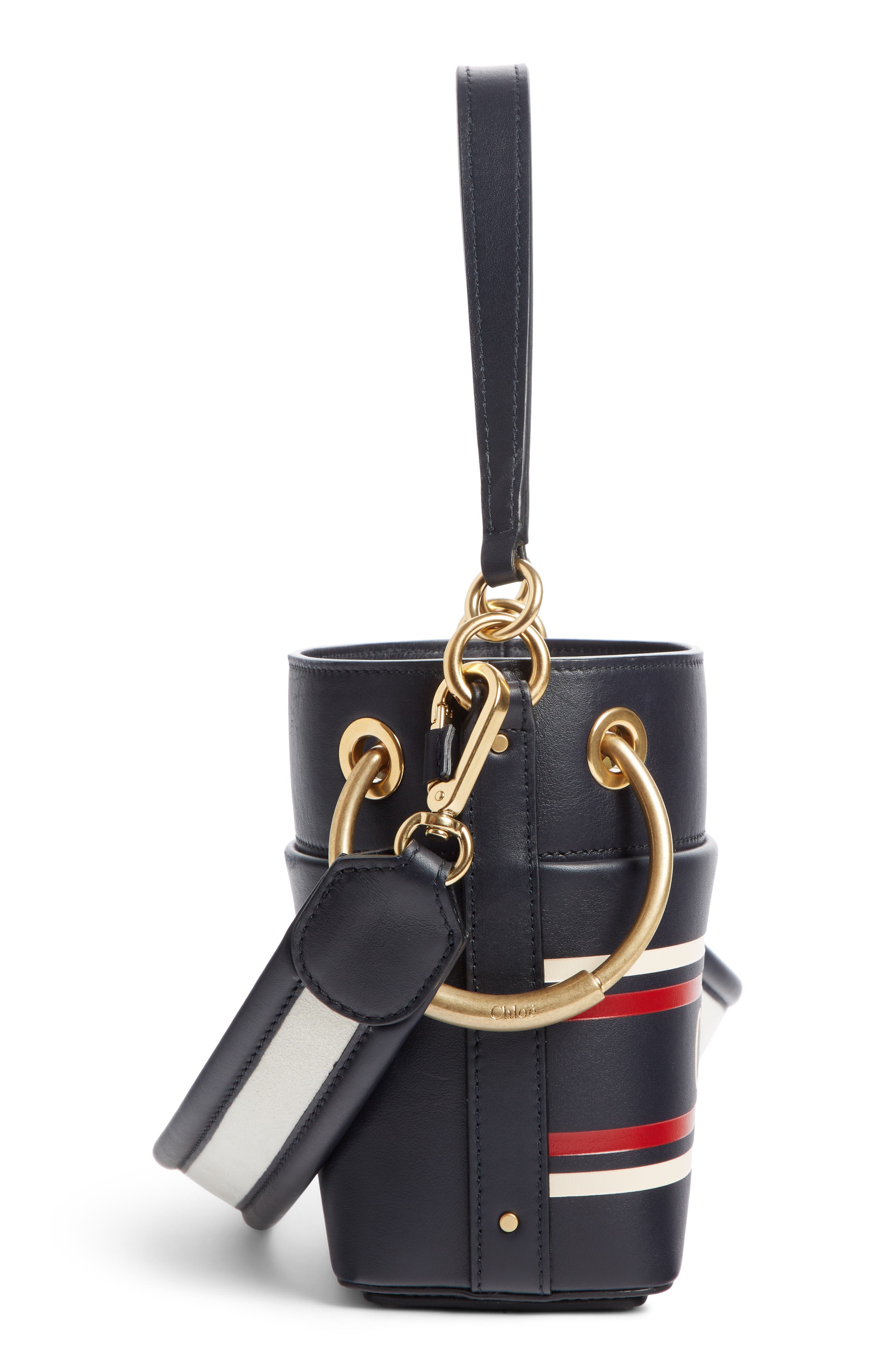Small Roy Leather Bucket Bag, Alternate, color, FULL BLUE