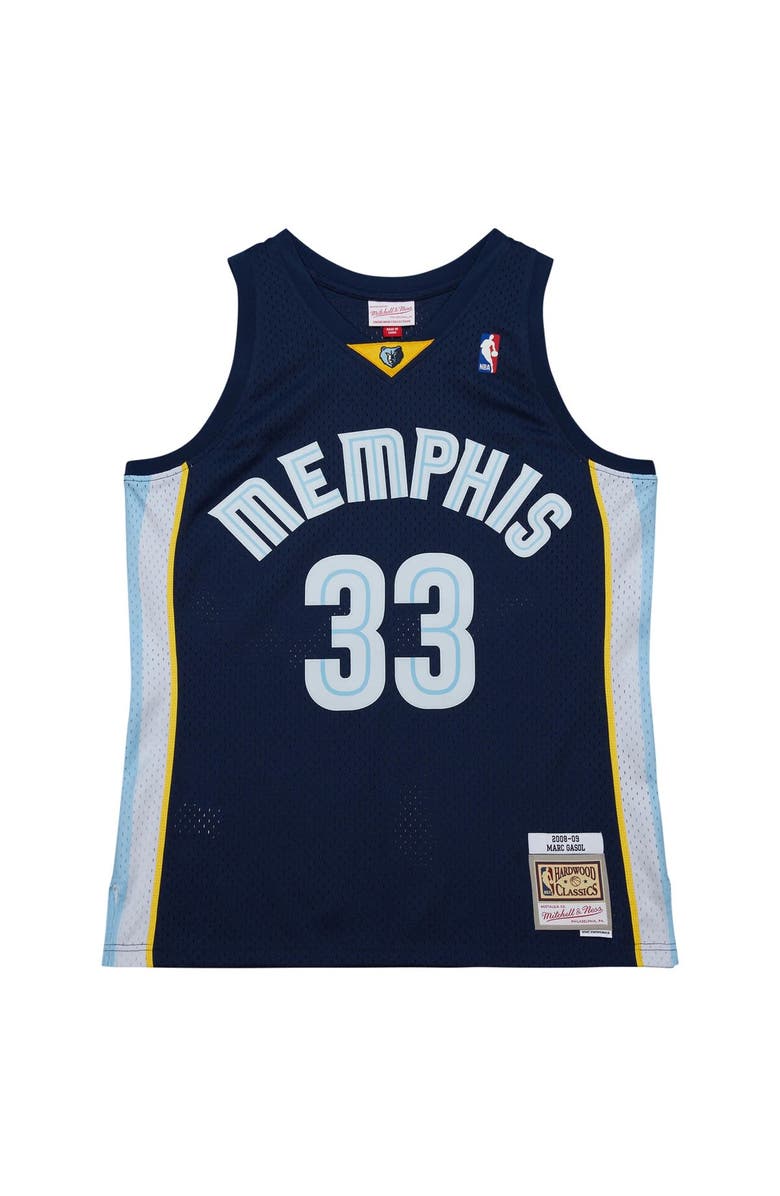 Mitchell & Ness Men's Mitchell & Ness Marc Gasol Navy Memphis Grizzlies  2008/09 Hardwood Classics Swingman Throwback Jersey, Alternate, color, 