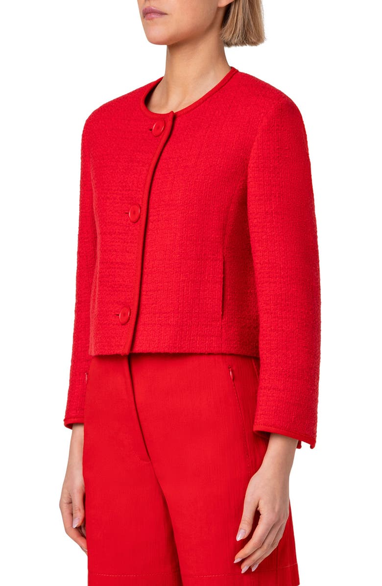 Akris punto Tweed & Denim Crop Jacket, Alternate, color, 