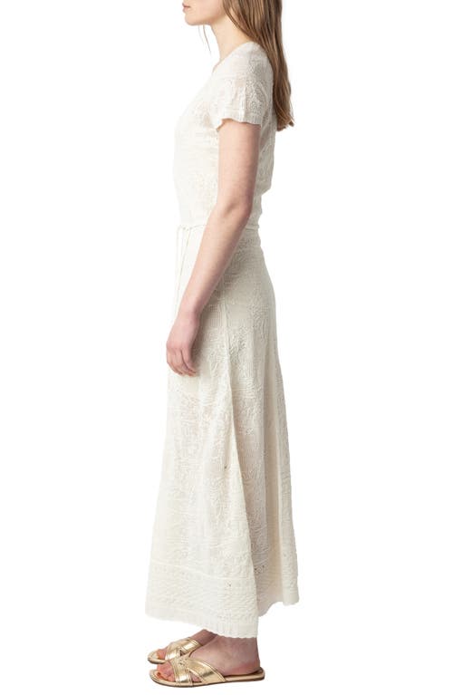 Zadig & Voltaire Melody Short Sleeve Cotton Blend Maxi Sweater Dress In Ecru
