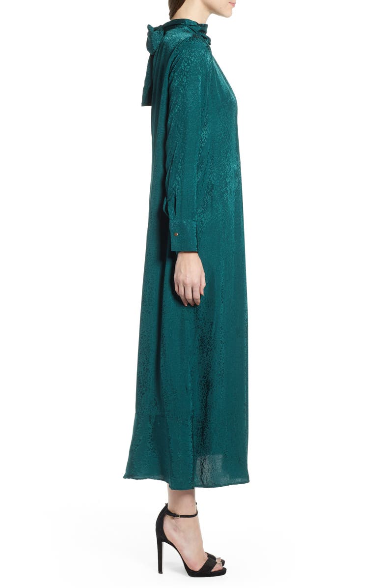 Topshop Jacquard Pintuck Satin Midi Dress, Alternate, color, 