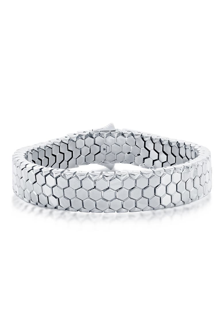 Men's Honeycomb Bracelet, Main, color, SILVER