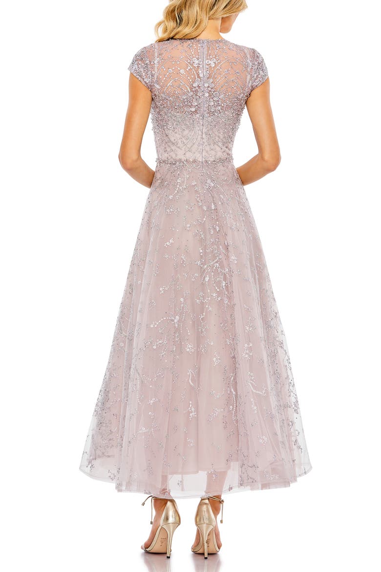 Women's Embellished High Neck Cap Sleeve A Line Dress, Alternate, color, Lilac