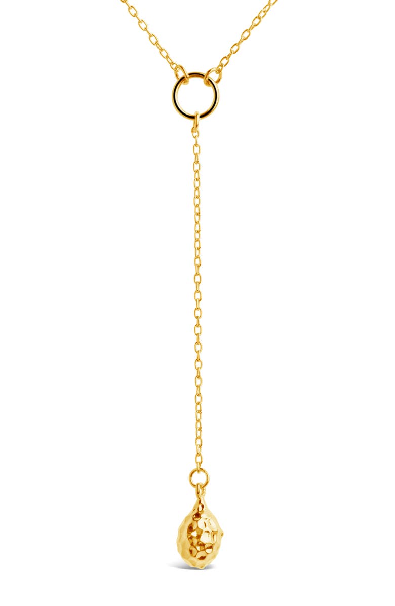 Sterling Forever Lee Molten Teardrop Y-Necklace, Alternate, color, Gold