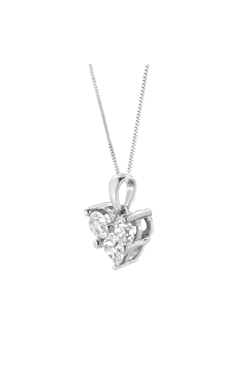Haus of Brilliance 10K White Gold 1.0 Cttw and Princess-Cut Diamond Heart Shaped Pendant Necklace, Alternate, color, White