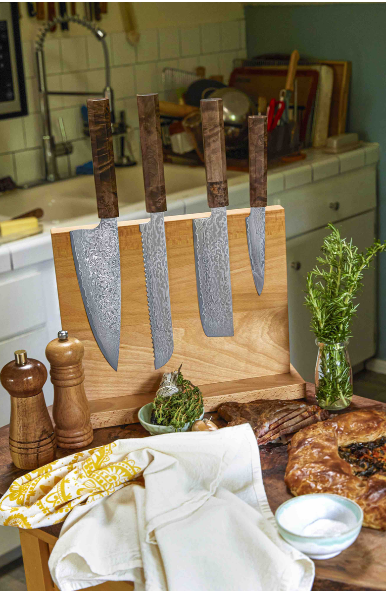 Italic European Beech Wood Magnetic Knife Block, Alternate, color, Light Brown/Beige