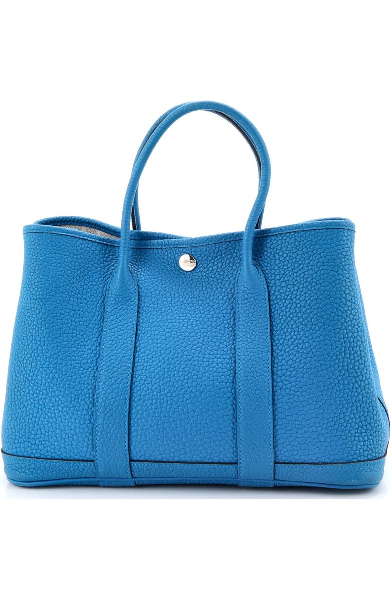 Pre-Owned Hermes Garden Party Tote Leather 30, Alternate, color, Bleu Zanzibar