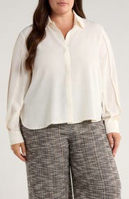 Lysse Ivette Pleated Balloon Sleeve Button-Up Shirt