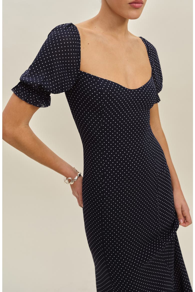 Gloria Swiss Dot Dress, Alternate, color, BUTTON