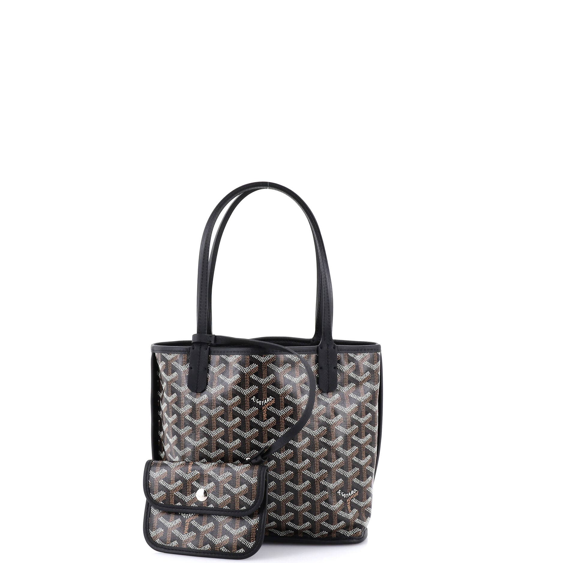 Pre-Owned Goyard Anjou Reversible Tote Coated Canvas Mini, Alternate, color, Black