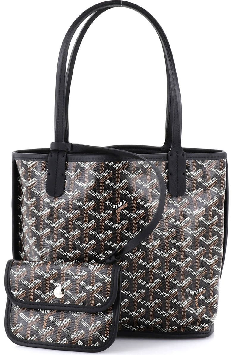 Pre-Owned Goyard Anjou Reversible Tote Coated Canvas Mini, Alternate, color, Black