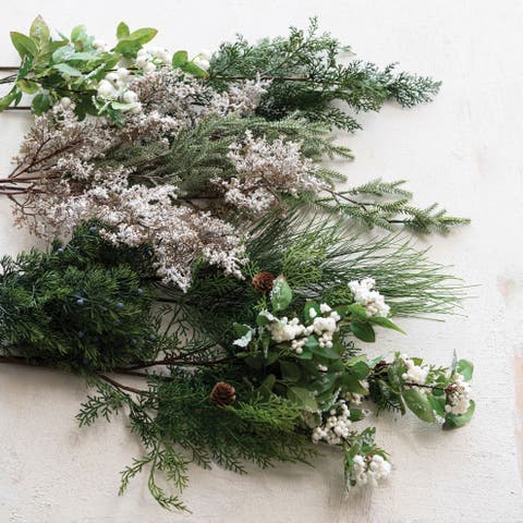 Faux Snowy Botanical Branch with Iron Stem
