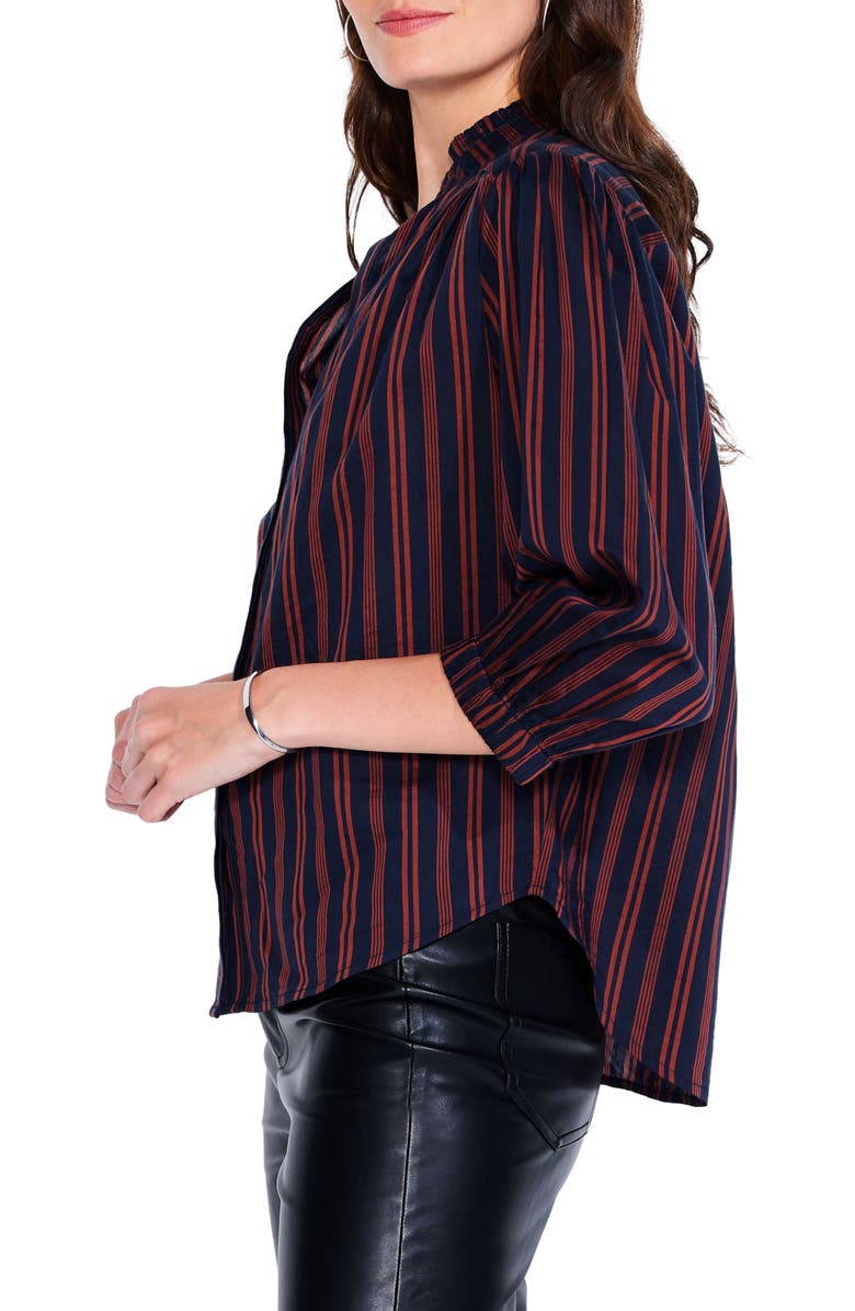 NIC+ZOE Stripe Stroll Cotton & Silk Blouse, Alternate, color, Indigo Multi