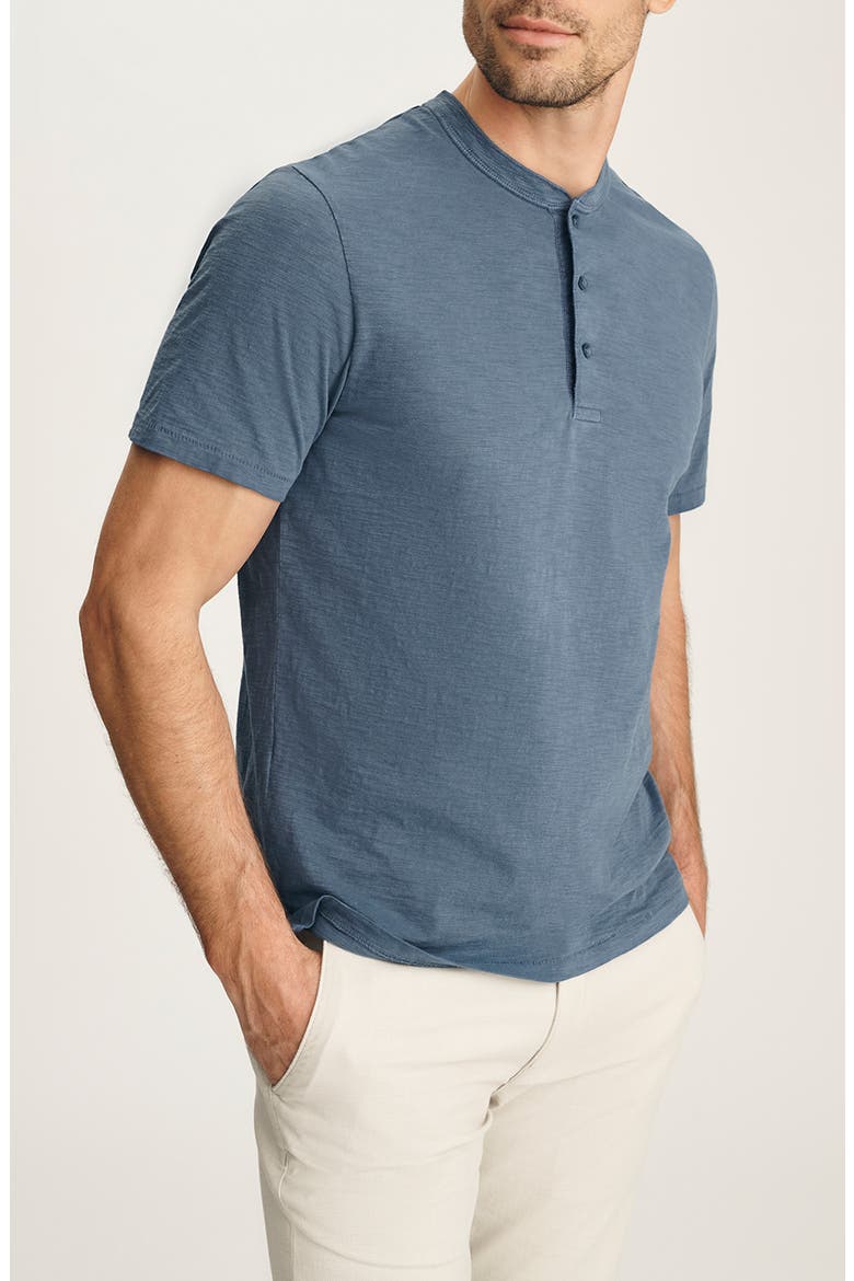 Short Sleve Slub Cotton Henley, Alternate, color, VINTAGE INDIGO