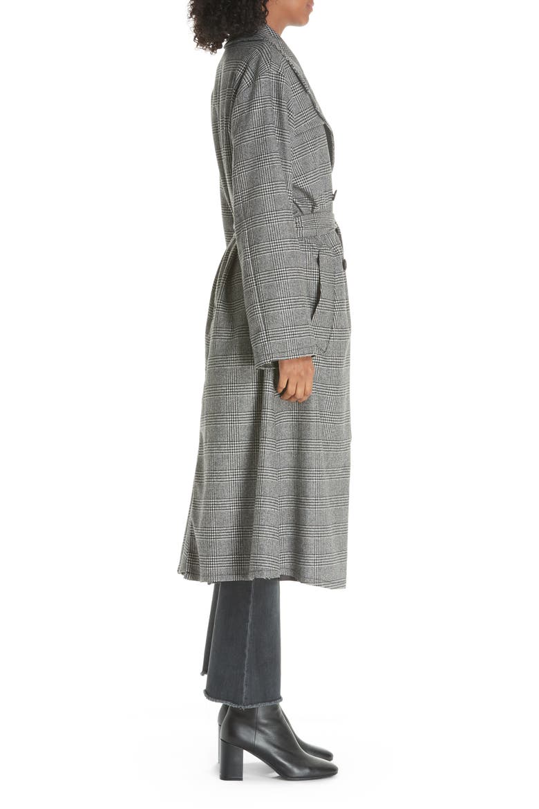 Topher Plaid Wool Blend Coat, Alternate, color, BLACK/ WHITE