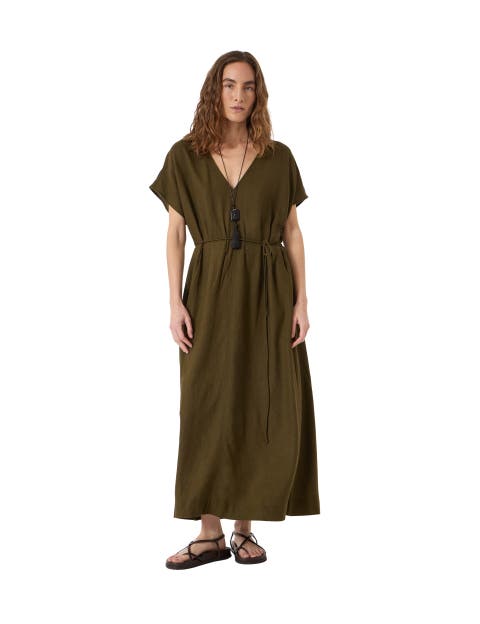 Remy Pleated Linen Blend Midi Dress