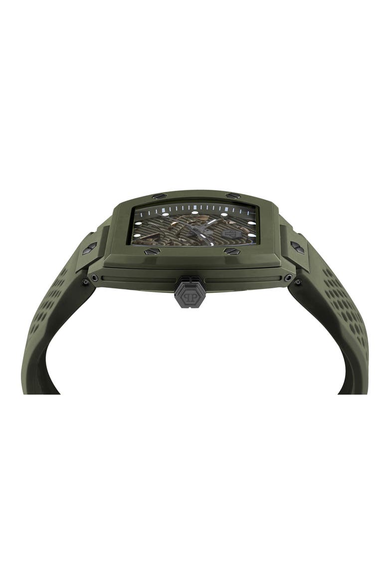 The $keleton Ecoceramic Automatic Silicone Strap Watch, Alternate, color, GREEN
