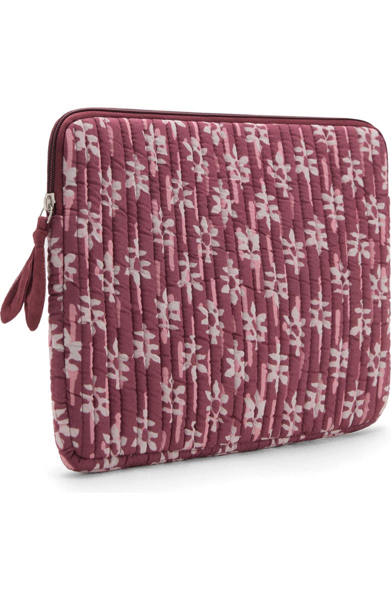 MANGO TEEN Print Quilted Cotton Laptop Case, Main, color, Maroon