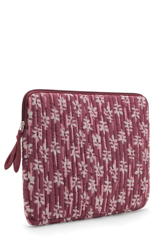 Mango Teen Print Quilted Cotton Laptop Case In Burgundy