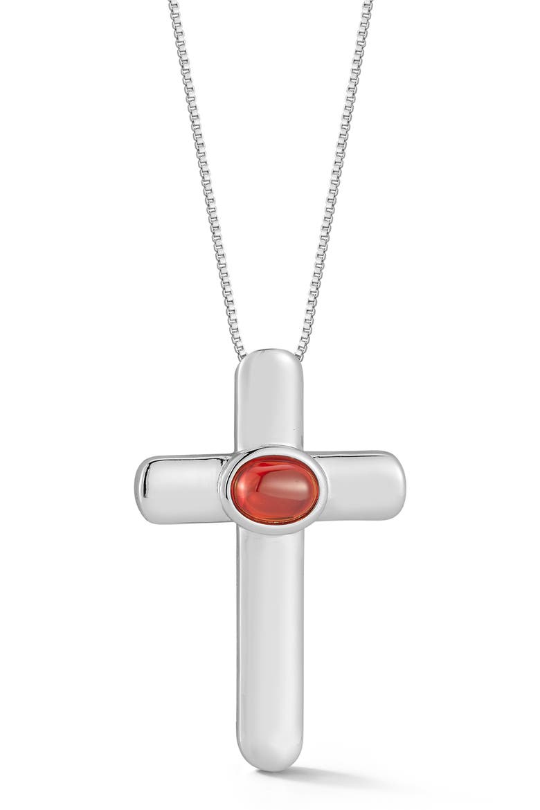 Cubic Zirconia Cross Pendant Necklace, Main, color, SILVER