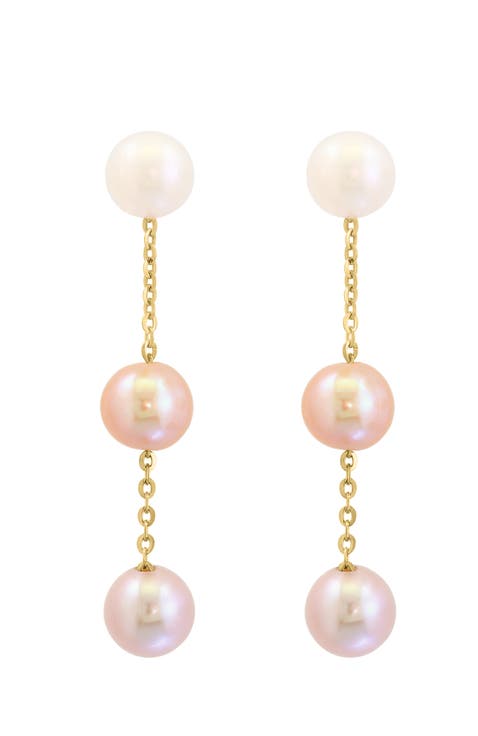 14K Yellow Gold ,Pink Freshwater Pearl,Peach Freshwater Pearl,Fresh Water Pearl Earrings