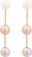 EFFY 14K Yellow Gold ,Pink Freshwater Pearl,Peach Freshwater Pearl,Fresh Water Pearl Earrings