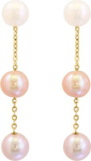 EFFY 14K Yellow Gold ,Pink Freshwater Pearl,Peach Freshwater Pearl,Fresh Water Pearl Earrings
